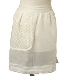 Vintage White Organza and Lace Womens Apron